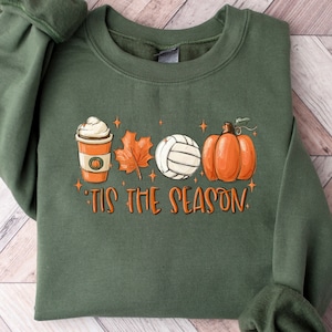 Tis&#39; The Season Fall Sweatshirt, Fall volleyball Sweatshirt, volleyball Shirt, Halloween Sweatshirt, Gamer Day, Tis The Season Sweatshirt