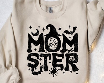 Momster Sweatshirt, Halloween Mom Sweatshirt,  Funny Halloween Shirt, Pumpkin Shirt, Women Halloween Shirt, Halloween Gifts, Fall Sweatshirt