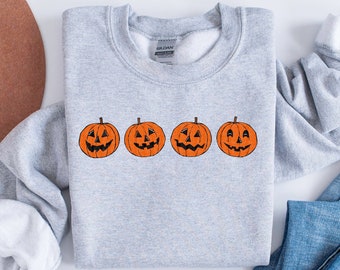 Pumpkin Sweatshirt, Pumpkin Sweater, Jack-o-Lantern Sweatshirt, Halloween Crewneck Sweatshirt, Halloween Sweater, Spooky Season, Fall Shirts
