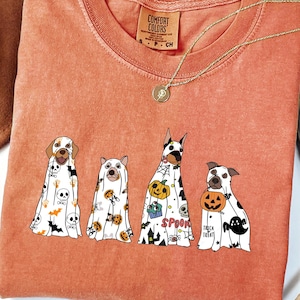 Comfort Colors® Halloween Dog Shirt, Ghost Dog Shirt, Сute Ghost Dog T-shirt, Halloween Tshirt Women, Dog Lover Gift, Spooky Season, Dog Tee