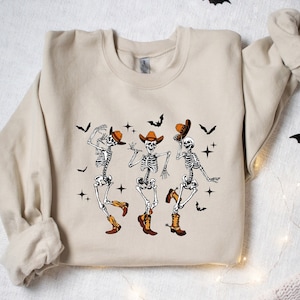 Dancing Skeleton Sweatshirt, Pumpkin Sweater, Pumpkin Skeleton Shirt, Fall Sweatshirt, Halloween Party Sweatshirt, Spooky Season Sweatshirt