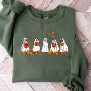 Halloween Dog Sweatshirt, Halloween Ghost Dog Sweater, Retro Spooky Season Ghost Sweatshirt, Ghost Dog Shirt, Trick or Treat, Halloween Gift