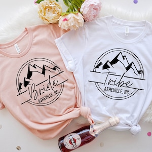 ASHVILLE Bachelorette Party Shirt, Mountain Bride Shirt, Mountain Tribe Shirt, Bridal Party Shirts, Asheville Camping Bride, Bride Shirts