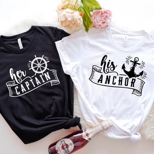 Womens Funny Cruise Her Captain His Anchor Couple T-Shirt Womens Funny Cruise Her Captain His Anchor Couple T-Shirt