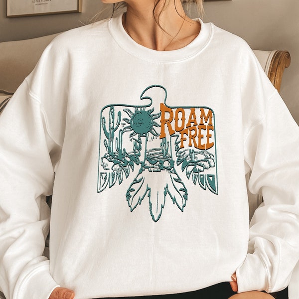 Roam Free Thunderbird Shirt, Western Shirts, Boho Hippie Tee,Aztec Shirt,Boho Desert Shirt,Southern Shirt,Turquoise Shirt,Desert Vibes Shirt