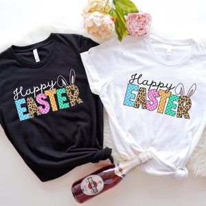 Happy Easter Shirt, Happy Easter Bunnies Shirt, Bunny Shirt, Leopard Bunny Shirt, Easter Matching Tee, Easter Bunny Shirt, Cute Easter Shirt