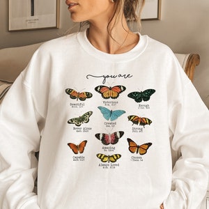 Butterfly Bible Verse Sweatshirt, Inspirational Quotes, Religious Hoodie, Christian Shirt, Motivational, You Are Beautiful, Positive Sayings