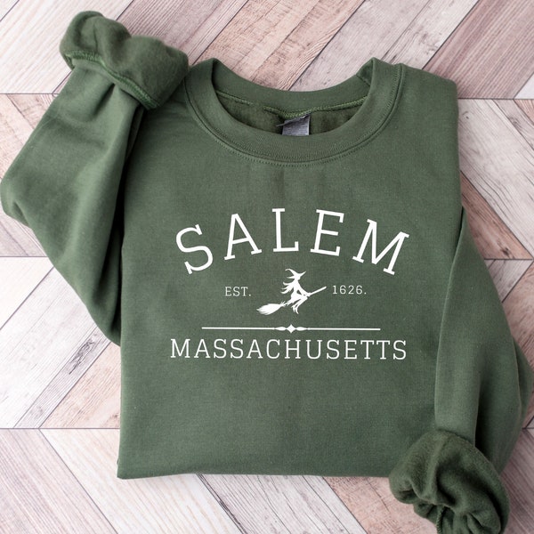 Salem Massachusetts, Crewneck Halloween Sweatshirt on Sand Color Gildan, Hocus Pocus sweatshirt, Comfort colors. Halloween sweatshirt