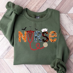 Halloween Nurse Sweatshirt, Spooky Nurse Sweatshirt, Nurse Halloween Gifts, Cute Nurse Shirt, Halloween Party Shirt, Nurse Halloween T-shirt