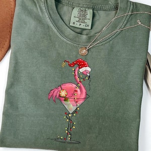 Comfort Colors®Flamingo Christmas shirt,Flamingo Christmas Shirt For Women,Flamingo Merry Christmas Shirt,Flamingo Lover Gift,Funny Flamingo