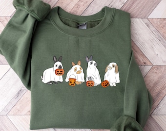 Cute Rabbit Ghost Halloween Sweatshirt, Ghost Bunny Shirt, Spooky Rabbit Sweater, Halloween Vibes Shirt, Spooky Season Shirt, Halloween Gift