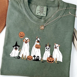 Comfort Colors® Halloween Dog Shirt, Ghost Dog Shirt, Сute Ghost Dog T-shirt, Halloween Tshirt Women, Dog Lover Gift, Spooky Season, Dog Tee