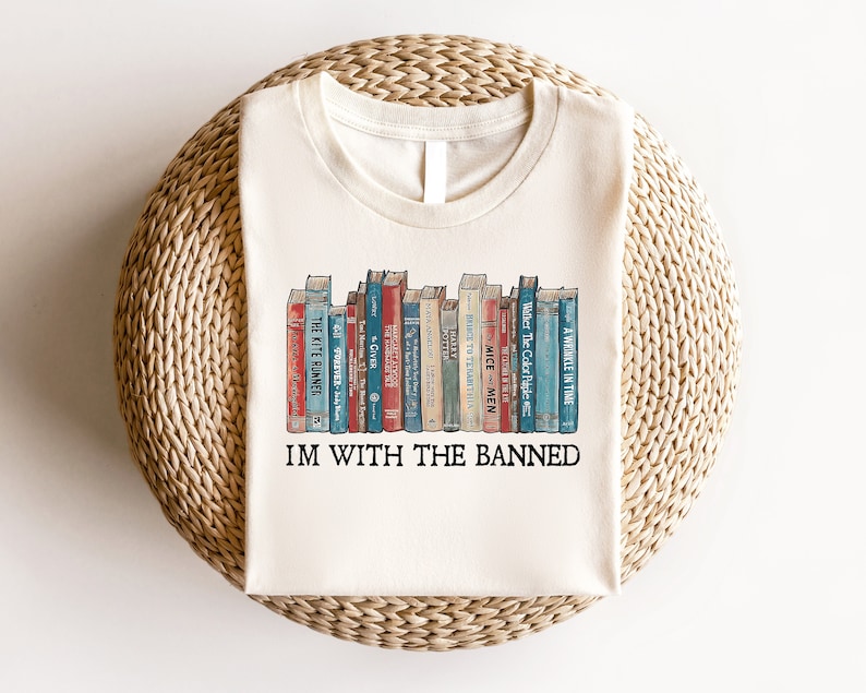 I'm With The Banned, Banned Books Shirt, Unisex S, uper Soft Premium Graphic T-Shirt, Reading Shirt. Librarian Shirt Banned Books Sweatshirt image 1