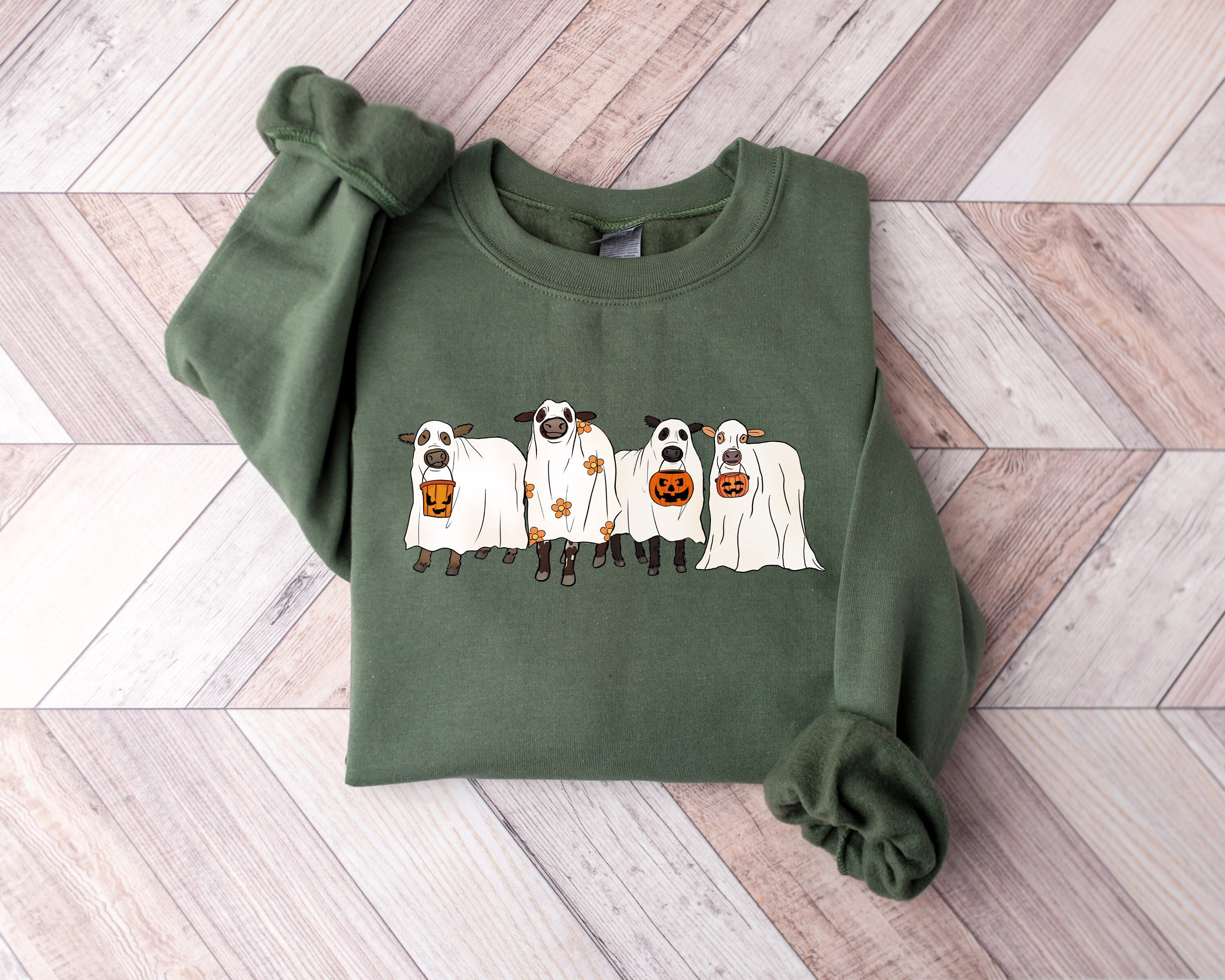 Ghost Cows Sweatshirt, Cows Halloween Sweatshirt, Halloween Ghost Cows Sweatshirt, Spooky Cows Halloween Gifts, Cow Lovers Halloween Gift