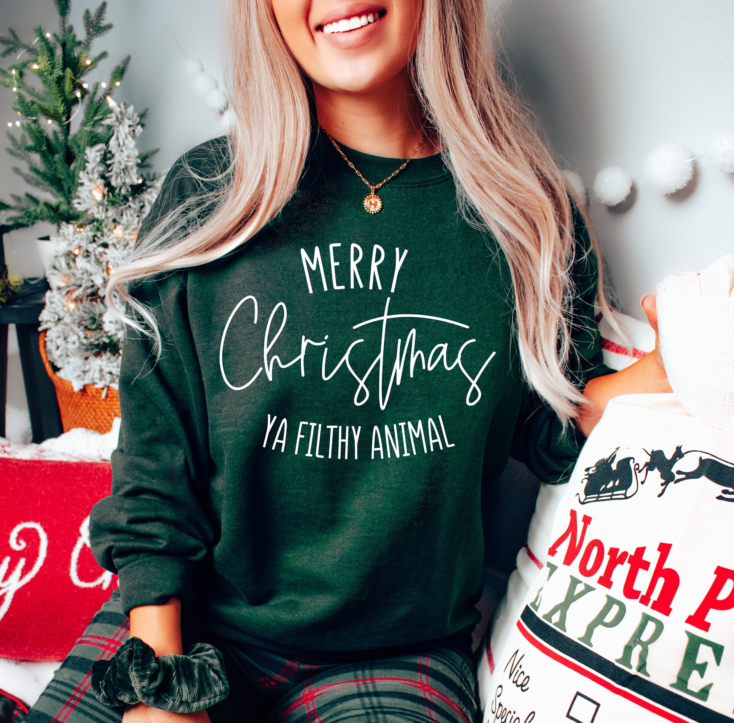 Merry Christmas Filthy Animal Tan Hoodie Merry Christmas Filthy Animal Tan Hoodie