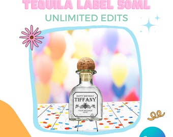 Unlimited Edits | Tequila Label .50ml | Canva Template | Instant Download