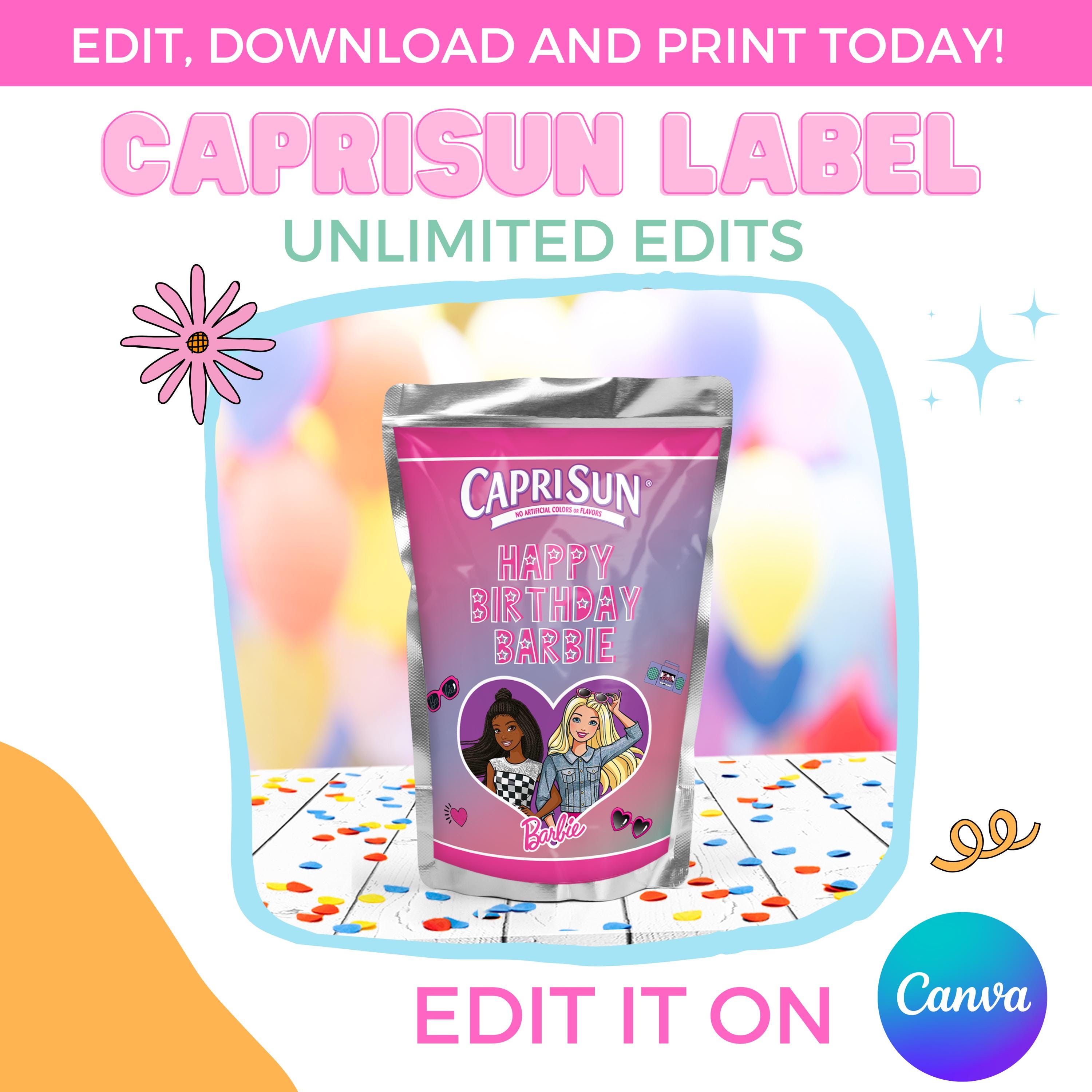 Doll Caprisun Label | Canva Template | Instant Download | Unlimited Edits