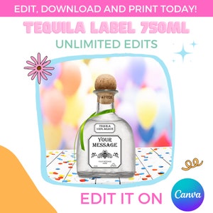 Unlimited Edits | Tequila Label 750ml | Canva Template | Instant Download