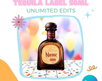 Unlimited Edits |  Tequila Reposado label 50ml | Canva Template | Instant Download