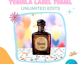 Unlimited Edits |  Tequila Anejo label 750ml | Canva Template | Instant Download