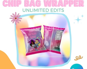 Doll Chip Bag Wrapper | Canva Template | Instant Download | Unlimited Edits