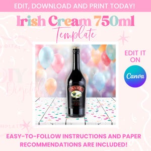 Étiquette Baileys 750 ml | Modèle de toile | Téléchargement instantané | Modifications illimitées