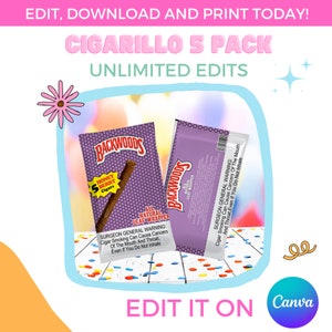 Unlimited Edits | Honey Berry 5 pack Cigarillo Wrapper | Canva Template | Instant Download