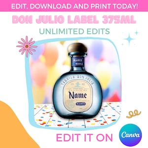 Tequila Blanco label 375ml Canva Template | Instant Download | Unlimited Edits