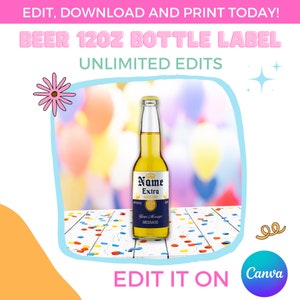 Unlimited Edits |  Corona label 12oz | Canva Template | Instant Download