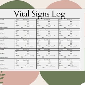 Vital Signs Log, Vital Signs, Chart Vital Signs, Patient Vital Sign Sheet, Vitals Sheet