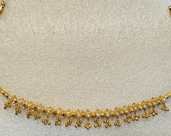 22kt Gold Necklace with Small Pearls: A Touch of Karnataka Tradition