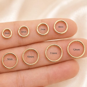 14K massivt guld gångjärnsförsett broskörhänge tragus helix conch hoops örhänge guld huggie hoop näsring guld örhänge piercing 20G 18G 16G