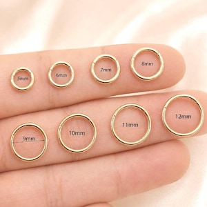 Aros lisos de oro macizo de 14 quilates para cartílago, tragus, hélix y concha. Pendientes de oro, aros pequeños, aros para nariz, piercings de oro, calibres 20G, 18G y 16G.