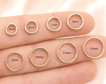 14K Solid Gold Hinged Cartilage Plain Hoop Tragus Helix Conch Hoops Earring Gold Huggie Hoop Nose Ring Gold Earring Piercing 20G 18G 16G