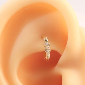 14K Solid Gold Heart Knot Septum Ring Twisted Daith Earring Hinged Hoop Clicker Nose Ring Dainty Gold Helix Hoop Gold Nose Piercing 16g 8mm