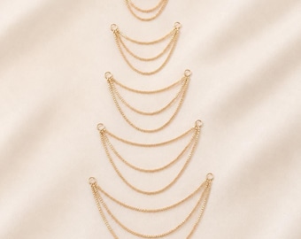 14K Solid Gold Triple Box Chain Attachment Delicate Dainty Piercing Jewelry Dangle Drop Earring Cartilage Chain Handmade Piercing Connector