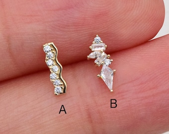 Set Di 24 Orecchini Per Cartilagine In Acciaio Chirurgico Oro 14k: Cerchi E Borchie Con Retro Piatto | BeautyPiercing Set - 5