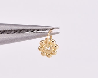 14k Solid Gold Flower Charm Tiny Dot Flower Earring Charm Tiny Circle Flower Stud Dainty Flower Studs Cartilage Tragus Earring Charm