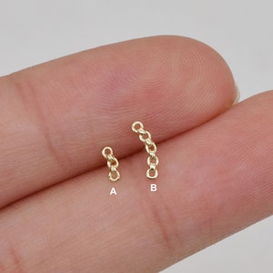 14k Solid Gold Chain Stud Earrring Cartilage Chain Helix Stud Conch Tragus Earring Tiny Chain Earring Flat Back Earring Gift For Her 20g