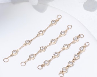 14K Solid Gold Connector Chain Bezel Chain Dangle Chain Elegant Piercing Chain for Cartilage Helix Tragus Stacking Earring Chain