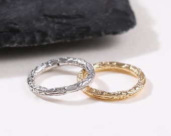 14K Solid Gold Petal Pattern Nose Ring Gold Hinged Earring Engraving Daith Hoop Carving Texture Tragus Clikcer Helix Cartilage Rook Hoop 16g