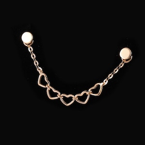 14K Solid Gold Herzkettenbefestigung, Gold Helix Kette, Herzketten Piercing, Schleifenkettenohrring, Knorpelkette, Verbindungskettenverbinder