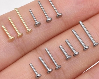 14K Solid gold Flat back Titanium push back Solid Gold Screw Back for Cartilage Conch Stud Helix Stud Tragus Studs 16g 18g 20g