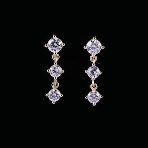 14k Solid Gold Chain Drop Cartilage Earring Sparkling Dangle Helix Stud Lobe Conch Earring Elegant Everyday Earring Flat Back Stud