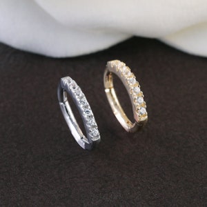 14K Solid White Gold Hinged Cartilage Hoop Earrings, Helix Piercing Hoop ,Gold Nose Rings, Gold Clicker Hoop, Nose Piercing, Septum Clikcer