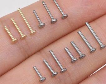 14K massivt guld Platt baksida Titan tryckbar baksida Massivt guld Skruvbaksida för brosk Conch Stud Helix Stud Tragus Studs 16g 18g 20g