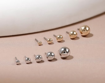 14k Solid Gold Threadless Labret Stud White Gold Small Ball Studs Nose Stud Forward Helix Piercing Tiny Ball Studs Flat Back Earring