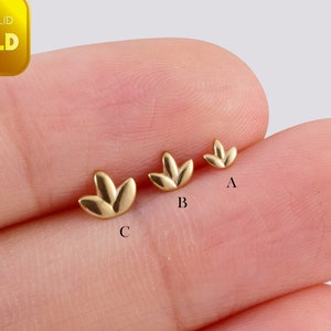 14k massief gouden lotusbloem studoorbel kraakbeen bloem oorbel Helix piercing conch stud tragus stud toren oorbel platte achterkant oorbel 20g