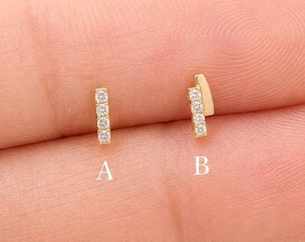 Pendiente de barra curva de oro macizo de 14k para cartílago, daith, concha, hélix, tragus, Labert, joyería hecha a mano con parte trasera plana para piercings.