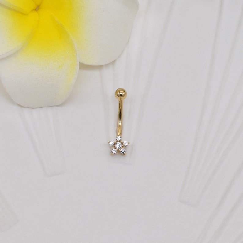 14k Solid Gold Flower Rook Earring Gold Rook Piercing Eyebrow Etsy